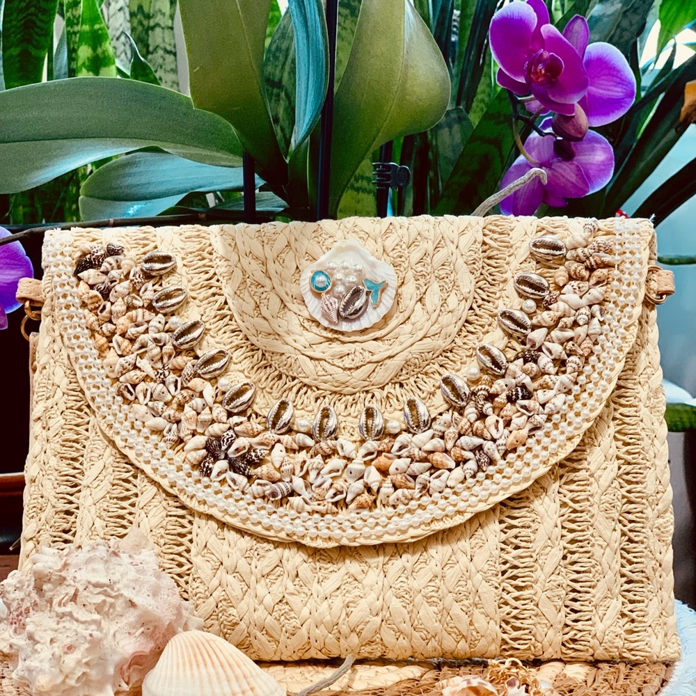 Elegant Cream Woven Clutch